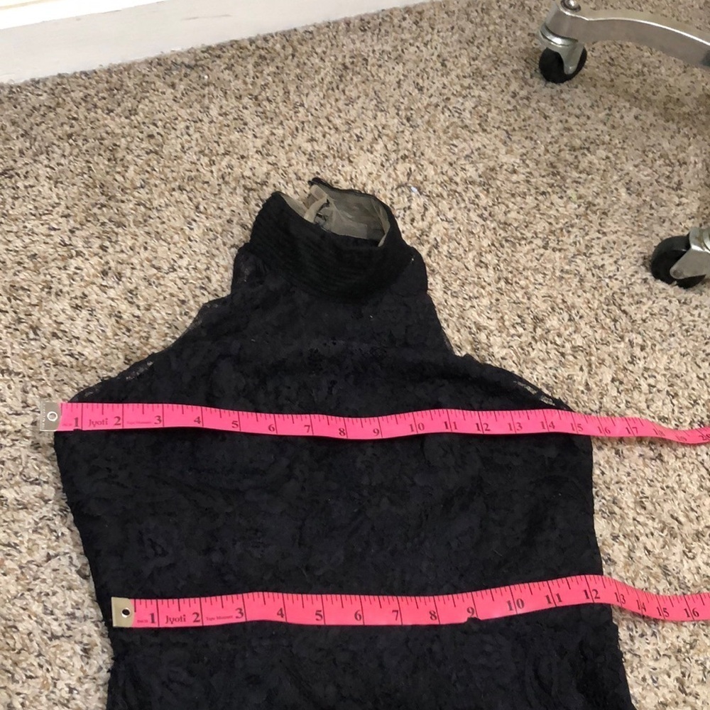 Badgley Mischka Lace Column Gown Size 2 Black Floral Lace - Picture 8 of 11